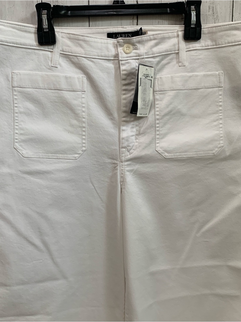 Lauren Ralph Lauren 14W Women's Stretch Chino Wide-Leg Cropped Pants  White NWT - Picture 3 of 13